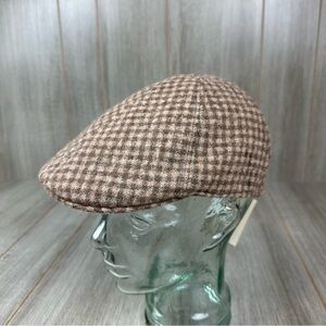 Capellificio Biellese Hat Newsboy Ivy Houndstooth Wool Plaid Italy 58 Driving